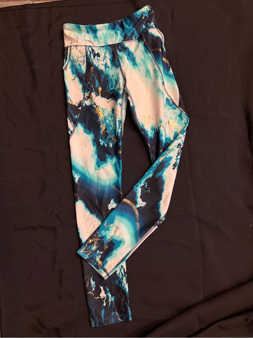 Old Navy Kids Marble-Print Active Leggings - Blue/Teal, Girls 10/12